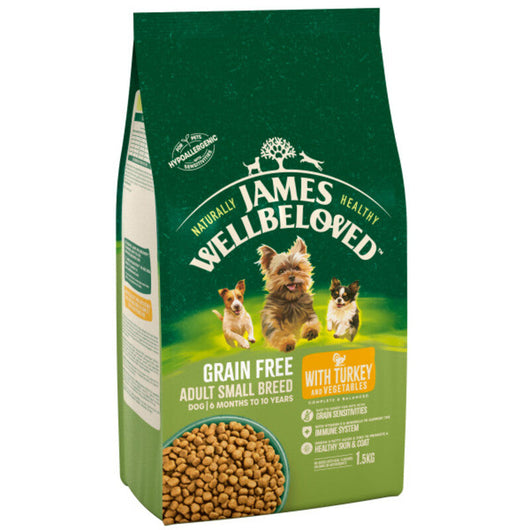 James Wellbeloved Adult Small Breed Grain Free Turkey & Vegetable 1.5kg James Wellbeloved