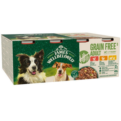James Wellbeloved Dog Adult Grain Free Turkey, Lamb & Chicken in Loaf Tins 400g x 12 James Wellbeloved