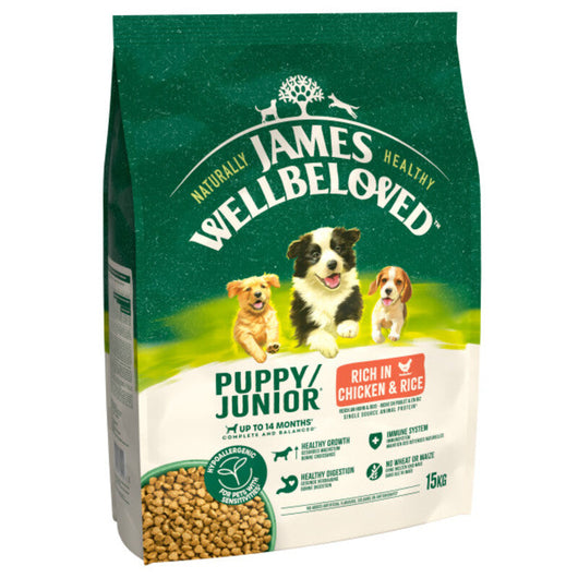 JW Puppy/Junior Chicken & Rice 15 kg James Wellbeloved