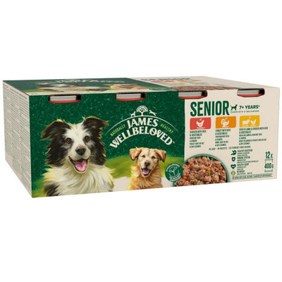 James Wellbeloved Dog Senior Grain Free Chicken, Lamb & Turkey Loaf Tin 400g x 12 James Wellbeloved