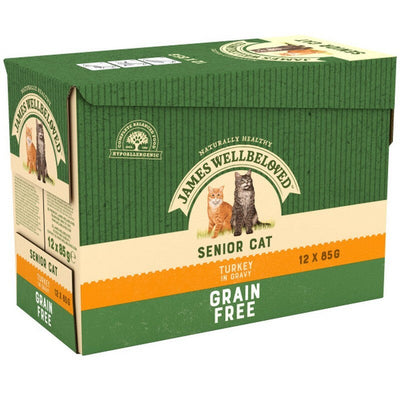 James Wellbeloved Senior Cat Turkey in Gravy Pouches 85g x 12 x 4 James Wellbeloved