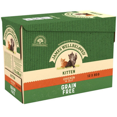 James Wellbeloved Kitten Grain Free Chicken in Jelly Pouches 85g x 12 x 4 James Wellbeloved