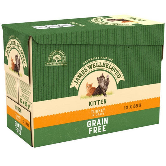James Wellbeloved Kitten Turkey in Gravy Pouches 85g x 12 x 4 James Wellbeloved