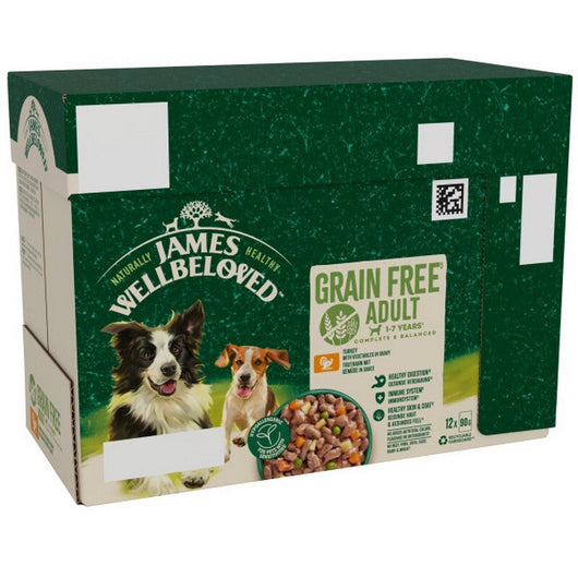 James Wellbeloved Adult Grain Free Turkey in Gravy 90g x 12 x 4 James Wellbeloved