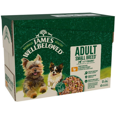 James Wellbeloved Adult Small Breed Turkey in Gravy Pouches 90g x 12 x 4 James Wellbeloved