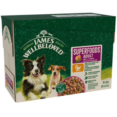 James Wellbeloved Adult Superfood Turkey in Gravy 90g x 12 x 4 James Wellbeloved