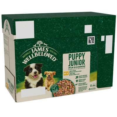 James Wellbeloved Puppy Lamb & Chicken in Gravy Pouches 90g x 12 x 4 James Wellbeloved
