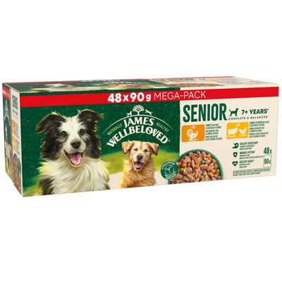 James Wellbeloved Senior Turkey, Lamb & Chicken in Gravy Pouches 90g x 48 James Wellbeloved