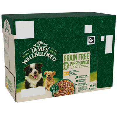 James Wellbeloved Grain Free Puppy Lamb & Chicken in Gravy 90g x 12 x 4 James Wellbeloved
