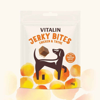 Vitalin Jerky Bites Chicken & Thyme Treats 70g x 6 Vitalin