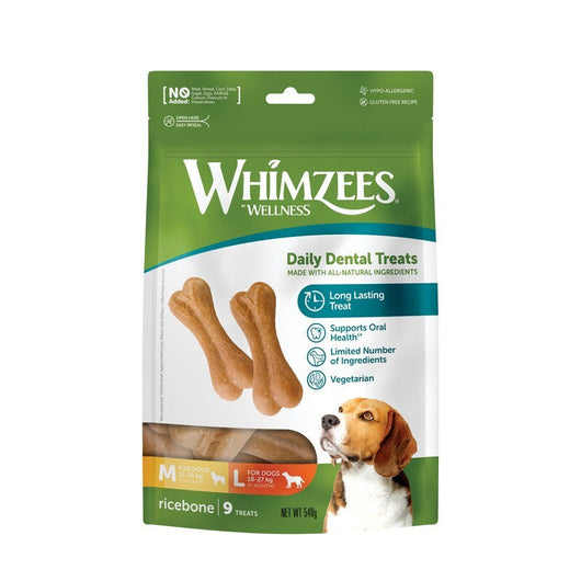 Whimzees Rice Bones Large 9 Bag x 6 Whimzees