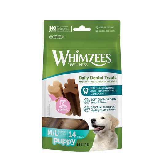 Whimzees Puppy Daily Dental Treats Medium/Large 14 Bag x 6 Whimzees