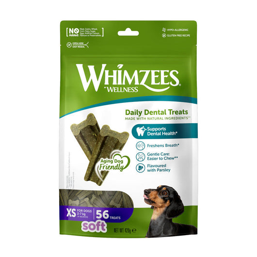 Whimzees Soft Daily Dental Extra Small 56 Bag x 6 Whimzees