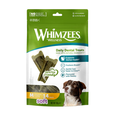 Whimzees Soft Daily Dental Medium 14 Bag x 6 Whimzees