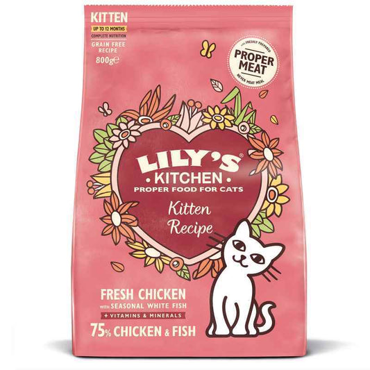 Lilys Kitchen Kitten Chicken & White Fish Dry Food 800g x 4 Lily's Kitchen