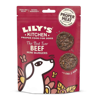 Lilys Kitchen The Best Ever Beef Mini Burgers Dog Treats 70g x 8 Lily's Kitchen