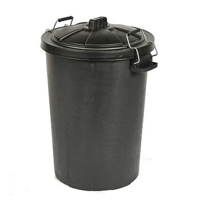 Heavy Duty Dustbin & Lid with Metal Clip 85 litre Black Saddlers