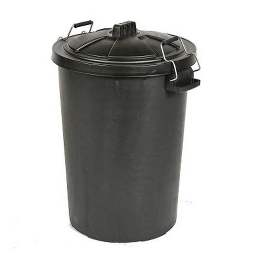 Heavy Duty Dustbin & Lid with Metal Clip 85 litre Black Saddlers