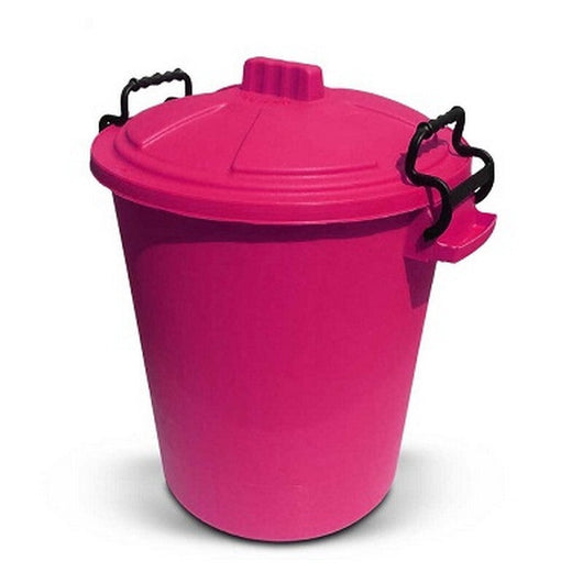 Heavy Duty Dustbin & Lid with Clip 50 litre Pink Saddlers