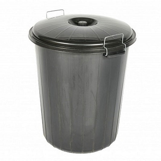 Heavy Duty Dustbin & Lid with Clip 70 litre Black Saddlers