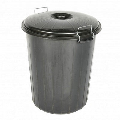 Heavy Duty Dustbin & Lid with Clip 70 litre Black Saddlers