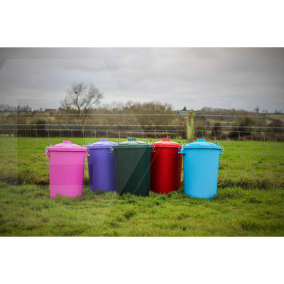 Heavy Duty Dustbin & Lid with Metal Clip 85 litre Pink Saddlers