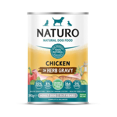 Naturo Adult Grain & Gluten Free Chicken in Herb Gravy Tins 390g x 12 Naturo