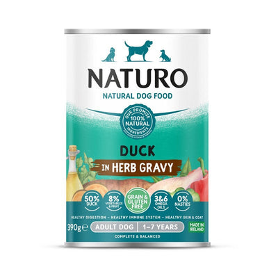 Naturo Adult Grain & Gluten Free Duck in Herb Gravy Tins 390g x 12 Naturo