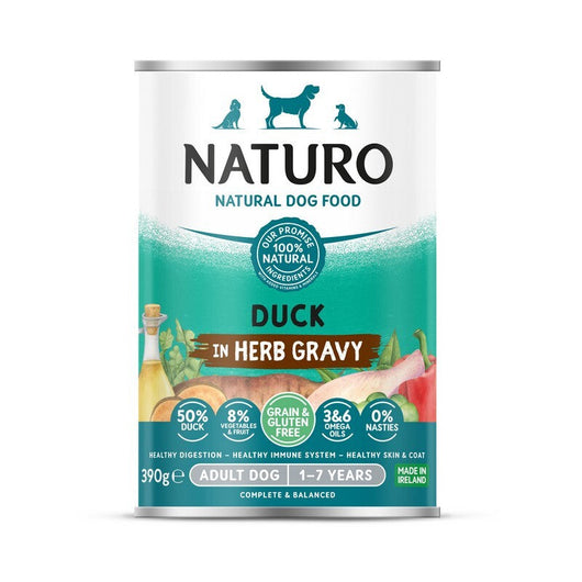 Naturo Adult Grain & Gluten Free Duck in Herb Gravy Tins 390g x 12 Naturo