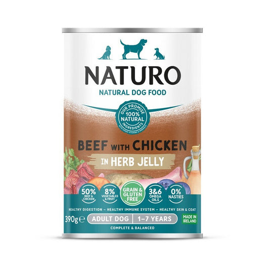 Naturo Adult Grain & Gluten Free Beef with Chicken in Herb Jelly 390g x 12 Naturo