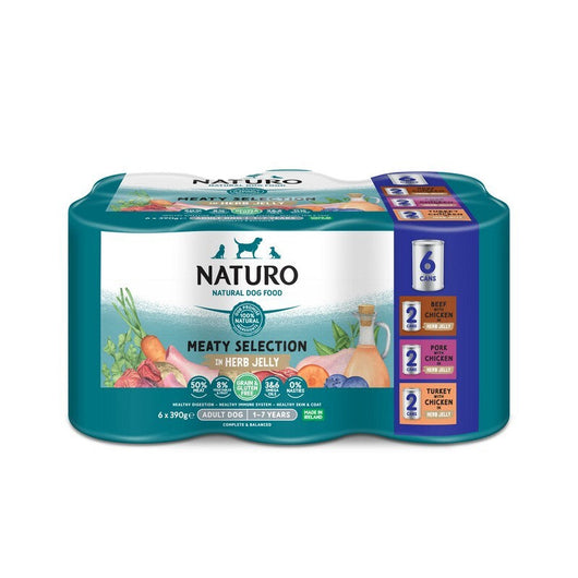Naturo Adult Grain & Gluten Free Variety in Herb Jelly Tins 390g x 6 x 4 Naturo