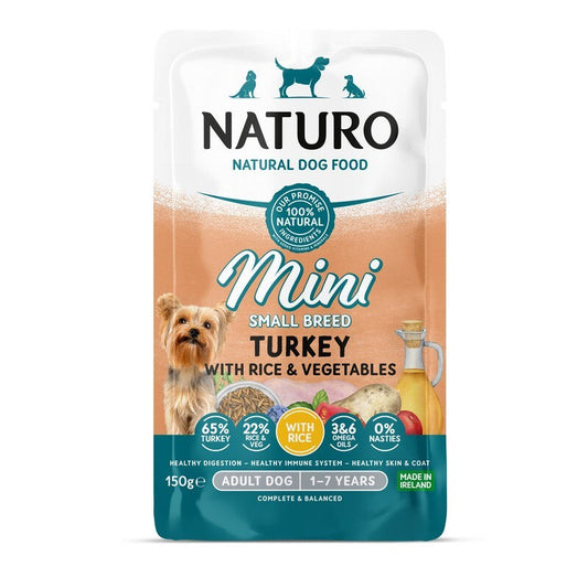 Naturo Adult Mini Turkey with Rice & Veg Pouches 150g x 8 Naturo