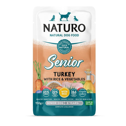 Naturo Senior Dog Turkey with Rice & Veg Pouches 150g x 8 Naturo