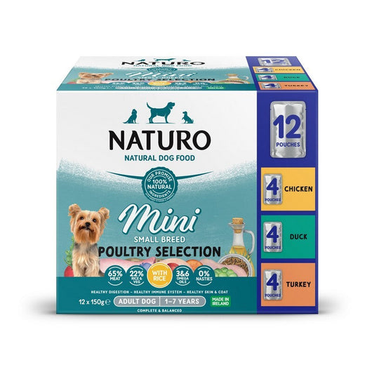 Naturo Adult Mini Variety with Rice & Veg Pouches 150g x 12 x 4 Naturo