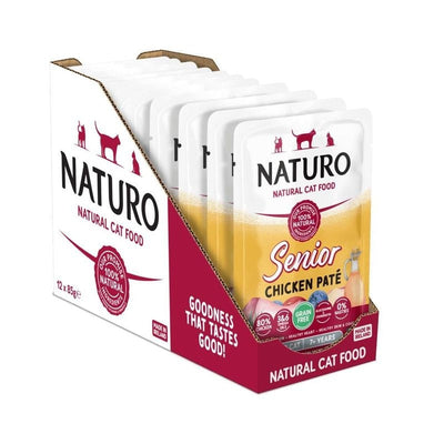 Naturo Cat Senior Grain Free Pate Chicken Pouches 85g x 12 x 4 Naturo