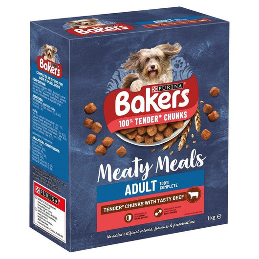 Bakers Complete Meaty Meals Adult with Beef 1kg x 5 Bakers