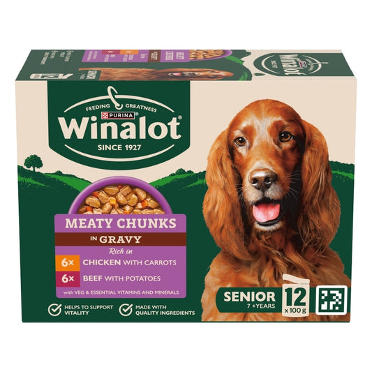Winalot Senior Meaty Chunks in Gravy 100g x 12 x 4 Winalot