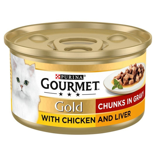 Gourmet Gold Chunks in Gravy Chicken & Liver Tins 85g x 12 Gourmet