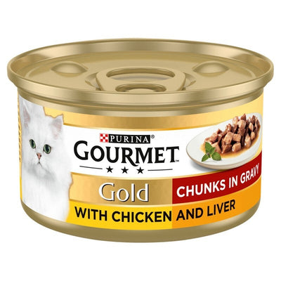 Gourmet Gold Chunks in Gravy Chicken & Liver Tins 85g x 12 Gourmet