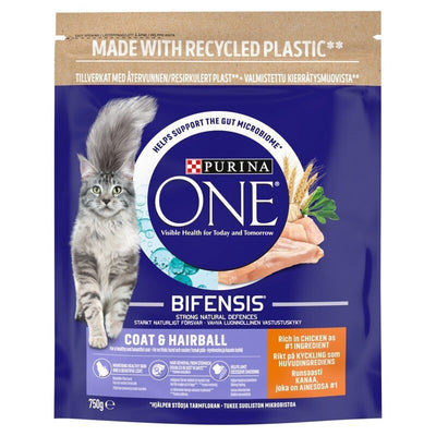 Purina One Adult Cat Coat and Hairball Chicken 750g x 4 Purina One