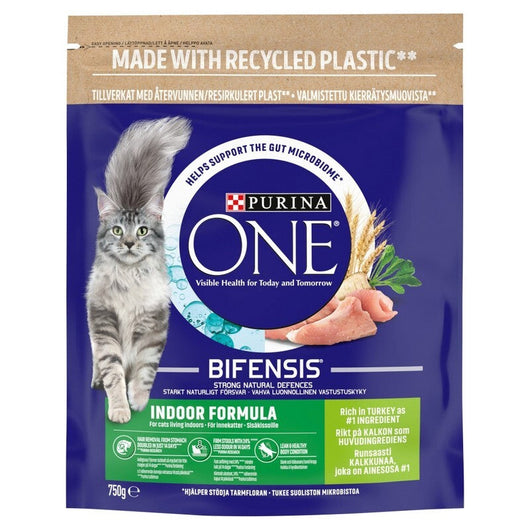 Purina One Adult Indoor Cat Turkey & Wholegrain 750g x 4 Purina One