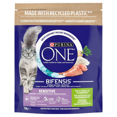 Purina One Adult Sensitive Cat Turkey & Rice 750g x 4 Purina One