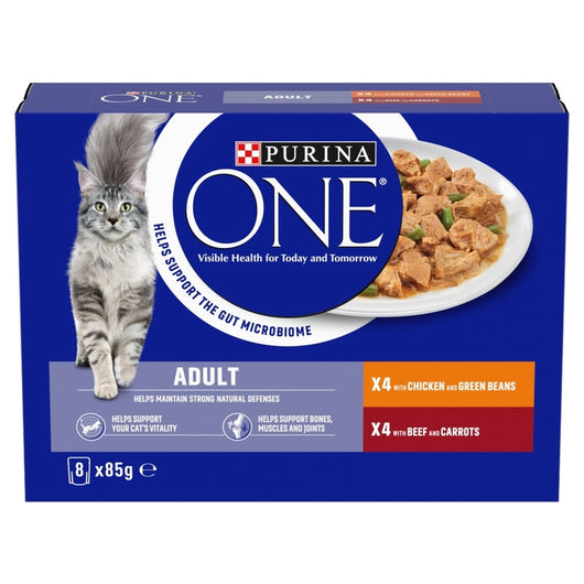 Purina One Adult Mini Fillets Chicken & Beef Pouches 85g x 8 x 5 Purina One