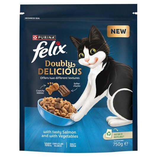 Felix Adult Doubly Delicious Salmon & Veg 750g x 4 Felix