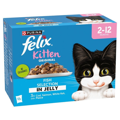Felix Kitten Original Fish Selection in Jelly Pouches 85g x 12 x 4 Felix