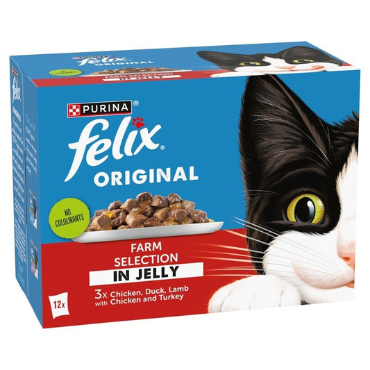 Felix Adult Original Farm Selection in Jelly Pouches 85g x 12 x 4 Felix