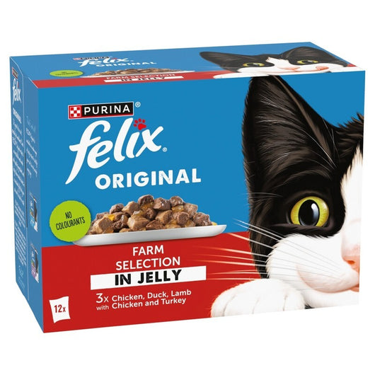 Felix Adult Original Farm Selection in Jelly Pouches 85g x 12 x 4 Felix