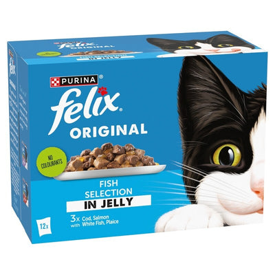 Felix Adult Original Fish Selection in Jelly Pouches 85g x 12 x4 Felix