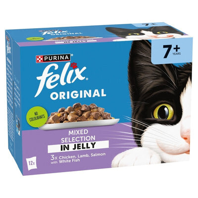 Felix Senior 7+ Original Mixed Selection in Jelly Pouches 85g x 12 x 4 Felix