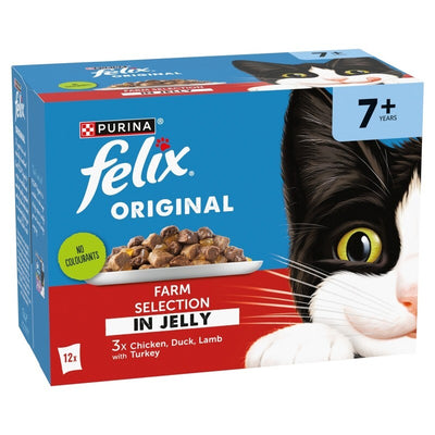 Felix Senior 7+ Original Farm Selection in Jelly Pouches 85g x 12 x 4 Felix